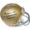 Image 1 : Johnny Lattner Signed Notre Dame Fighting Irish Play Like A Champion Logo Mini Helmet Heisman '53