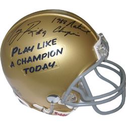 Tony Rice Signed Notre Dame Fighting Irish Play Like A Champion Today Logo Mini Helmet 1988 National
