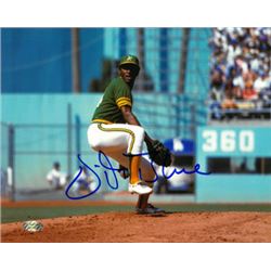 Vida Blue Signed Oakland A's 8X10 Photo (Horizontal-Green Jersey)