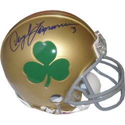 Daryle Lamonica Signed Notre Dame Fighting Irish Green Shamrock Logo Mini Helmet