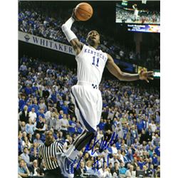 John Wall Signed Kentucky Wildcats 8X10 Photo #11 (White Jersey Dunk)
