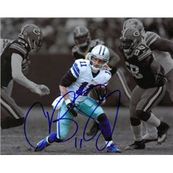 Cole Beasley Signed Dallas Cowboys 8X10 Spotlight Photo #11 (Blue Sig-White Jersey-Vs Green Bay Pack