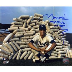 Maury Wills Signed Los Angeles Dodgers 8X10 Photo Dual MVP NL '62 & 104 SB's (With Pile Of Bases)