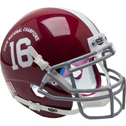 Alabama Crimson Tide Unsigned Schutt #16 Authentic Mini Helmet 2015 National Champions Logo