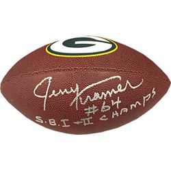 Jerry Kramer Signed Green Bay Packers NFL Wilson Brown Logo Football #64 SB I & II Champs