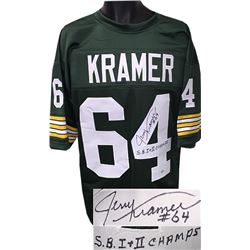 Jerry Kramer Signed Green Bay Packers Green TB Prostyle Jersey SB I & II Champs XL
