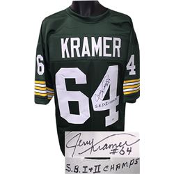 Jerry Kramer Signed Green Bay Packers Green TB Prostyle Jersey SB I & II Champs XL