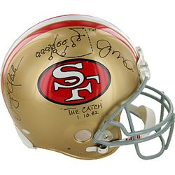 Dwight Clark Signed San Francisco 49Ers Full Size Proline Helmet Dual The Catch & Play Diagram W/ Jo