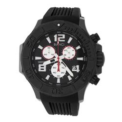 Roberto Bianci Men's Sports Chronograph Black Plated Watch With Black Face And Rubber Band-5505C