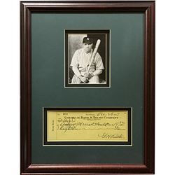 Babe Ruth Signed 1937 Chemical Bank & Trust Company Bank Cancelled Check Custom Framed With Photo 14