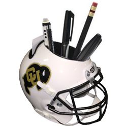 Colorado Buffaloes (White) NCAA Football Schutt Mini Helmet Desk Caddy