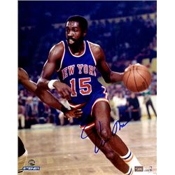 Earl Monroe Signed New York Knicks 8X10 Photo (Dribbling)- Steiner Hologram