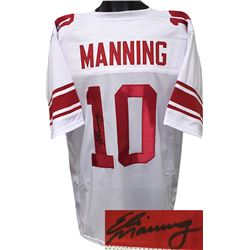 Eli Manning Signed New York Giants White Prostyle Jersey XL (Black Sig)