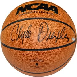 Clyde Drexler Signed Wilson NCAA Indoor/Outdoor Basketball- Steiner Hologram (Houston Cougars)