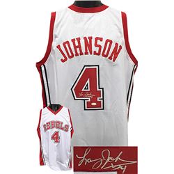 Larry Johnson Signed UNLV Runnin' Rebels TB White Custom Jersey XL (Silver Sig)- JSA Hologram