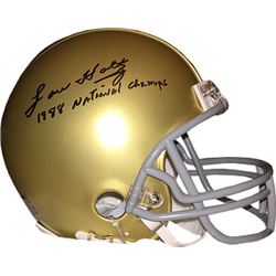 Lou Holtz Signed Notre Dame Fighting Irish Mini Helmet 1988 National Champs (Black Sig)- Steiner Hol