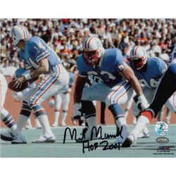 Mike Munchak Signed Houston Oilers 8X10 Photo HOF 2001 (Horizontal Blue Jersey)- Munchak Hologram