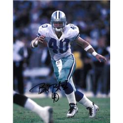 Bill Bates Signed Dallas Cowboys 8X10 Photo #40 (White Jersey-Black Sig)