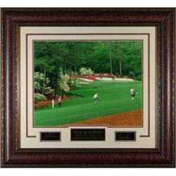 Arnold Palmer Unsigned Engraved Collection 28X34 Masters #13 Leather Framed With Nicklaus