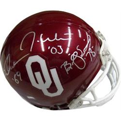 Billy Sims Signed Oklahoma Sooners Heisman Trophy Winners Replica Mini Helmet- Signed By 3
