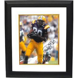 Dwayne Bowe Signed LSU Tigers 8X10 Photo Custom Framed (Purple Jersey Run)