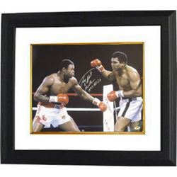 Larry Holmes Signed Boxing 16X20 Photo Vs Ali W/ Easton Assassin Custom Framed (Leaf)