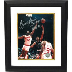 George Gervin Signed San Antonio Spurs 8X10 Photo Custom Framed Dual HOF 96 & ICE (Shooting)