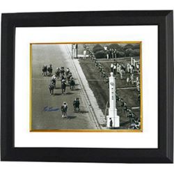 Secretariat Signed 1973 Kentucky Derby Horse Racing 16X20 Photo Vintage B&W Finish Line Custom Frame