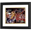 Image 1 : Magic Johnson Signed Los Angeles Lakers 16X20 Photo Custom Framed  (Yellow Jersey Post Up Horizontal