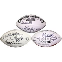 Ray Guy Signed Oakland Raiders Super Bowl XI 20Th Anniversary White Logo Football W/ 10 Signatures