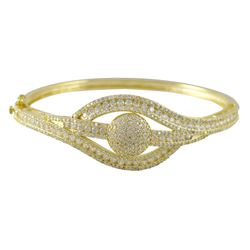 Gold Tone Sterling Silver Bangle With White CZ's-60M