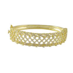 Gold Tone Sterling Silver Bangle With White CZ's Diamond Filigree Design-60M