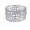 Image 1 : Sterling Silver CZ Wide Cuff Bangle Leaf Filigree Design