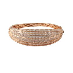 Rose Tone Sterling Silver Bangle With White CZ's Pave-60M