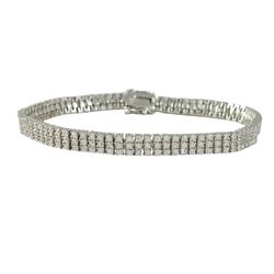 Sterling Silver Three Row CZ Tennis Bracelet