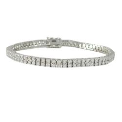 Sterling Silver Two Row 2Mm AAA CZ Tennis Bracelet -7.25"