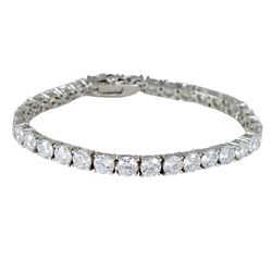 Rhodium Plated Sterling Silver, 5Mm AAA CZ Tennis Bracelet, With Double Safety Lock, 7.25&Quot;