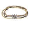 Image 1 : Sterling Silver Three Row Gold, Black, And Rose Gold Ball Stretch Bracelet With CZ Bar In Center