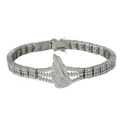 Sterling Silver White CZ Tennis Style Bracelet With Center Design