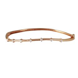 Rose Over Sterling Silver Bangle With White Czs