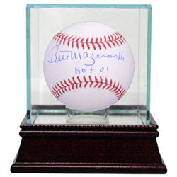 Bill Mazeroski Signed Official Major League Baseball HOF 01 W/ Glass Case (Pittsburgh Pirates)