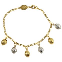 Gold Filled Silver And Gold Rose Charm Bracelet