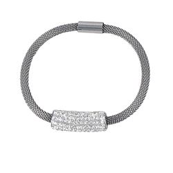 Silver Stainless Steel Mesh Magnet Bracelet