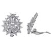 Image 1 : Rhodium Plated Sterling Silver, Studded Teardrop CZ Clip Earrings, 0.8