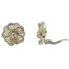 Image 1 : Two Tone Sterling Silver -Brass Clip-  Earrings, 19Mm Flower With White Czs, Large