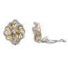 Image 1 : Two Tone Sterling Silver 14Mm Flower Clip Earrings