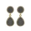 Image 1 : Gold Plated Sterling Silver, 11Mm Round Circle And 13.5X17.5Mm Teardrop, Grey Druzy Natural Stone Wi