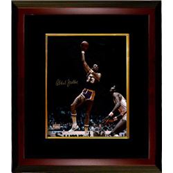 Kareem Abdul-Jabbar Signed Los Angeles Lakers 16X20 Photo Custom Framed (Purple Jersey Hook Shot-Gol