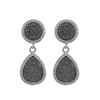 Image 1 : Rhodium Plated Sterling Silver, 11Mm Round Circle And 13.5X17.5Mm Teardrop, Grey Druzy Natural Stone