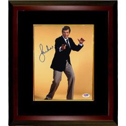 Roger Moore Signed James Bond 8X10 Photo Custom Framed (Yellow Background)- PSA Hologram (Entertainm